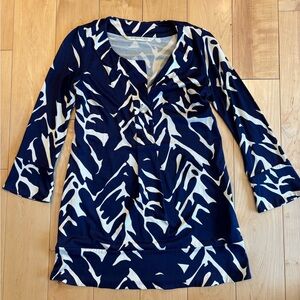 Diane Von Furstenberg Navy and White Mini Dress